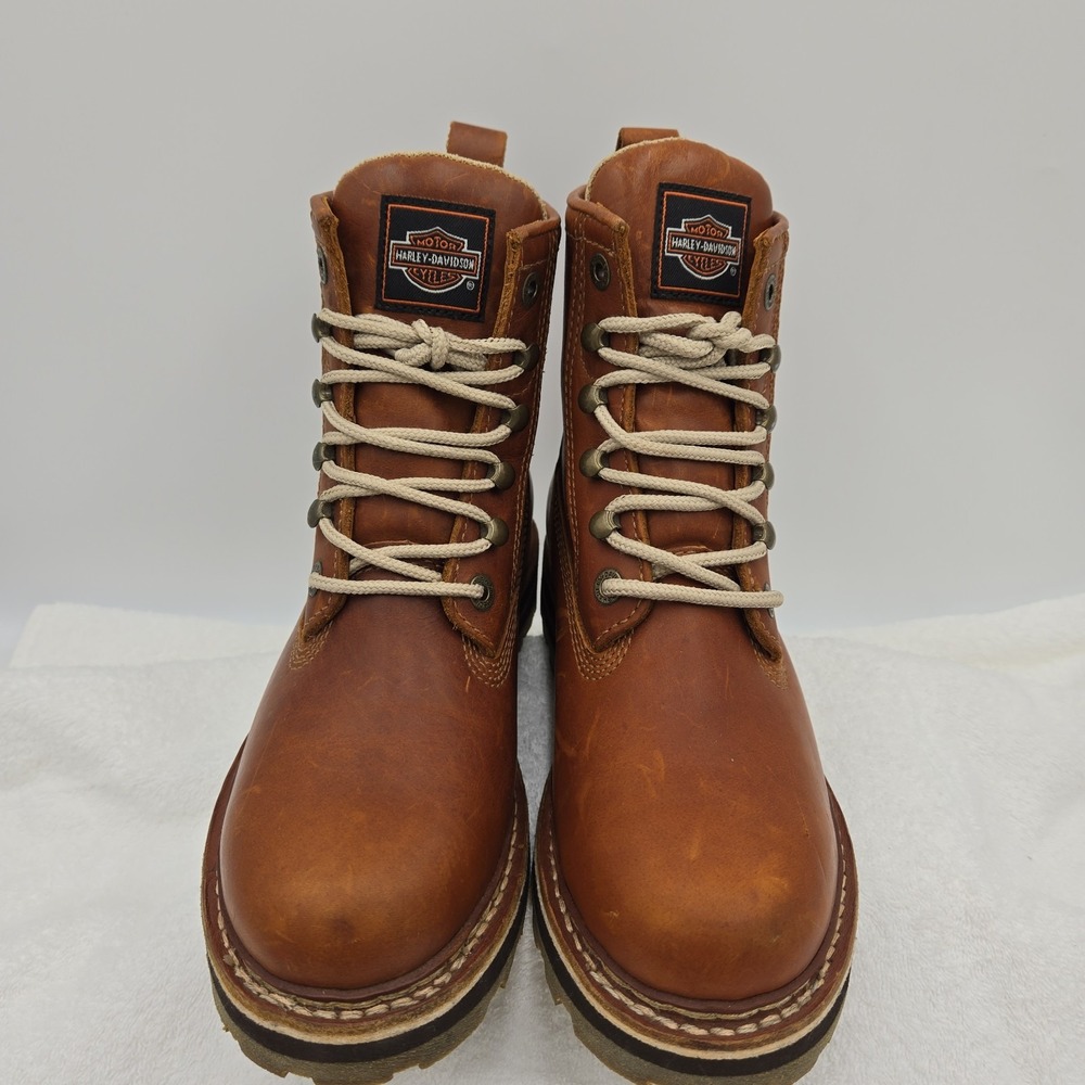 Harley Davidson Womens Size 8 Lace Up Boots Brown Lug Sole Motorcycle Biker - Picture 3 of 14